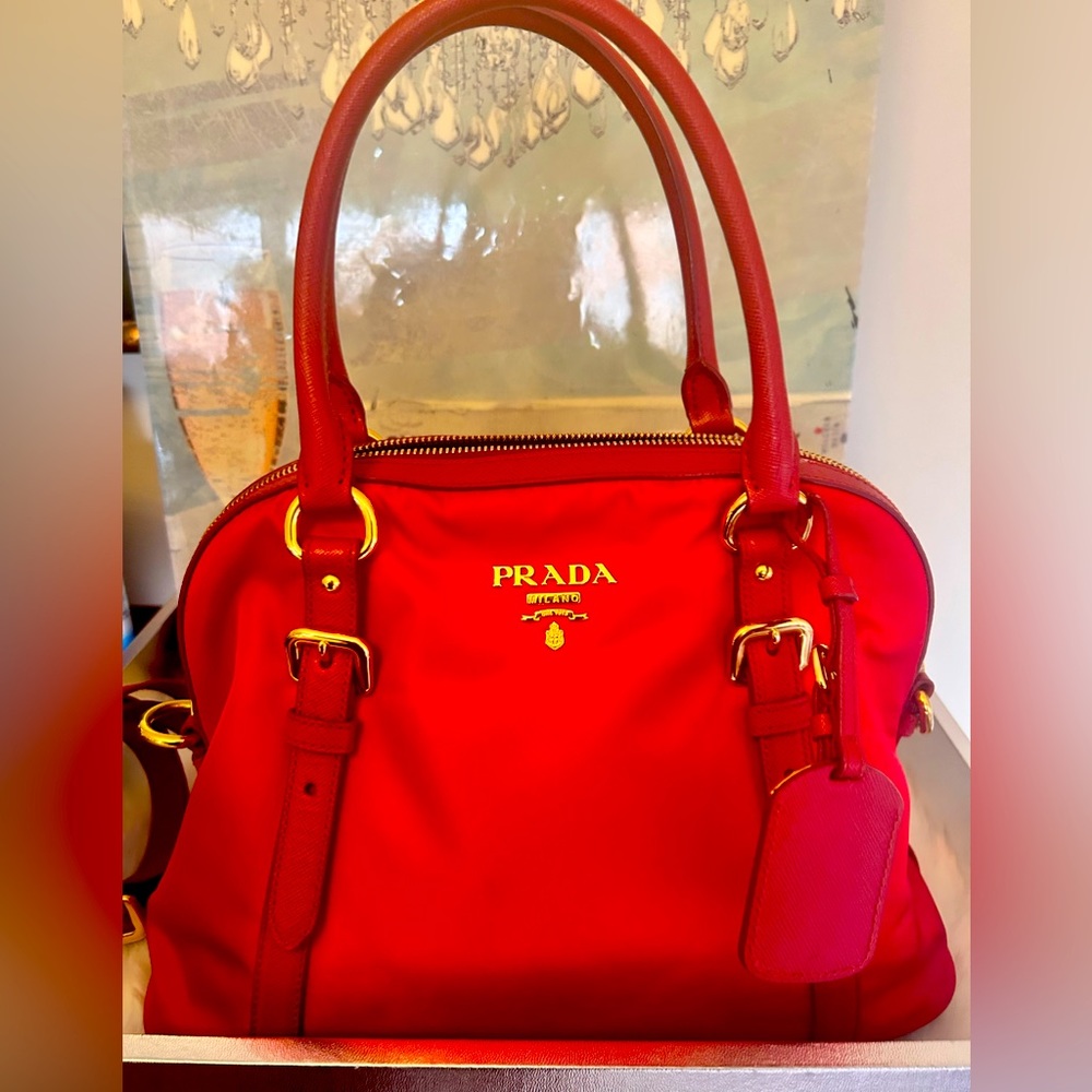 Prada like new top handle and cross body bag